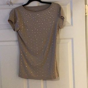 INC International Concepts sparkly beige short sleeves top- size M